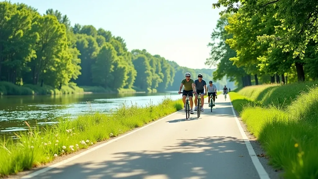 Moravská cyklostezka, Morava řeka a cyklisté na trase v Moravě